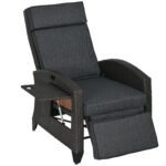 Outsunny Outdoor Recliner Chair – Adjustable Backrest & Footrest with Cushion & Side Tray - Image 10