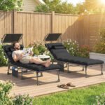Outsunny Folding Sun Lounger with Canopy – Reclining Sunbed with Cushion, Side Pocket & Carry Handle - Image 47