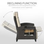 Outsunny Outdoor Recliner Chair – Adjustable Backrest & Footrest with Cushion & Side Tray - Image 4