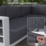 Outsunny 5 Piece Aluminium Garden Corner Sofa Set – 6 Seater Patio Furniture with Cushions & Glass Table - Image 13