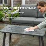 Outsunny Aluminium Garden Furniture Set – 4 Seater Patio Set with Loveseat, Armchairs & Slatted Table - Image 7