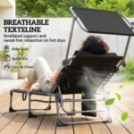 Outsunny Folding Sun Lounger with Canopy – Reclining Sunbed with Cushion, Side Pocket & Carry Handle - Image 16
