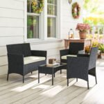 Outsunny 4 Seater Rattan Garden Furniture Set – Loveseat, 2 Armchairs, Glass Coffee Table, Cushions, - Image 17