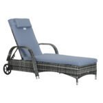 Outsunny Rattan Sun Lounger Recliner – Adjustable Garden Chair with Headrest & Fire Retardant Cushion - Image 10