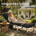 Outsunny Folding Sun Lounger with Canopy – Reclining Sunbed with Cushion, Side Pocket & Carry Handle - Image 42