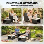 Outsunny 6-Piece Rattan Garden Furniture Set – Space-Saving Patio Chairs & Tables - Image 7