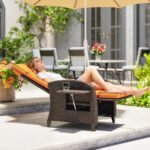 Outsunny Outdoor Recliner Chair – Adjustable Backrest & Footrest with Cushion & Side Tray - Image 35