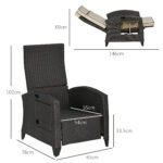 Outsunny Outdoor Recliner Chair – Adjustable Backrest & Footrest with Cushion & Side Tray - Image 3