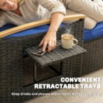 Outsunny Double Rattan Garden Daybed – Adjustable Chaise Lounger with Storage Ottoman - Image 9