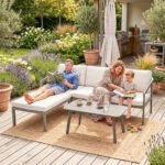 Outsunny 3 Piece Garden Dining Set – 3 Seater Sofa, Footstool & Coffee Table with Cushions - Image 8