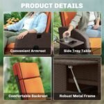 Outsunny Outdoor Recliner Chair – Adjustable Backrest & Footrest with Cushion & Side Tray - Image 33