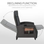 Outsunny Outdoor Recliner Chair – Adjustable Backrest & Footrest with Cushion & Side Tray - Image 13
