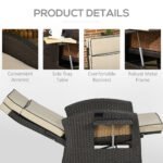 Outsunny Outdoor Recliner Chair – Adjustable Backrest & Footrest with Cushion & Side Tray - Image 6