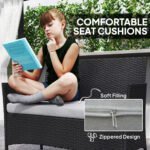 Outsunny 4 Seater Rattan Garden Furniture Set – Loveseat, 2 Armchairs, Glass Coffee Table, Cushions, - Image 24
