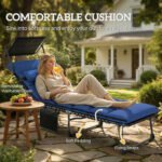 Outsunny Folding Sun Lounger with Canopy – Reclining Sunbed with Cushion, Side Pocket & Carry Handle - Image 6