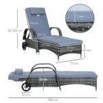Outsunny Rattan Sun Lounger Recliner – Adjustable Garden Chair with Headrest & Fire Retardant Cushion - Image 12