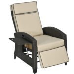 Outsunny Outdoor Recliner Chair – Adjustable Backrest & Footrest with Cushion & Side Tray