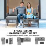 Outsunny Rattan Corner Sofa Set – 3 Piece Garden Lounge Set with Chaise, Table & Cushions - Image 4