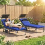 Outsunny Folding Sun Lounger with Canopy – Reclining Sunbed with Cushion, Side Pocket & Carry Handle - Image 20