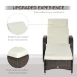 Outsunny Rattan Sun Lounger Recliner – Adjustable Garden Chair with Headrest & Fire Retardant Cushion - Image 5