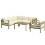 Outsunny 5 Piece Aluminium Garden Corner Sofa Set – 6 Seater Patio Furniture with Cushions & Glass Table