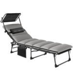 Outsunny Folding Sun Lounger with Canopy – Reclining Sunbed with Cushion, Side Pocket & Carry Handle - Image 28