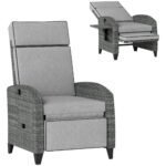 Outsunny Outdoor Recliner Chair – Adjustable Backrest & Footrest with Cushion & Side Tray - Image 19