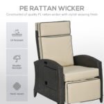 Outsunny Outdoor Recliner Chair – Adjustable Backrest & Footrest with Cushion & Side Tray - Image 5