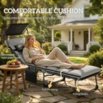 Outsunny Folding Sun Lounger with Canopy – Reclining Sunbed with Cushion, Side Pocket & Carry Handle - Image 33