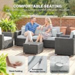 Outsunny 5 Seater Rattan Garden Furniture Set – Wide Armrests, Cushions & Pillows, Dark Grey - Image 6