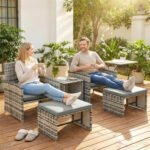 Outsunny 6-Piece Rattan Garden Furniture Set – Space-Saving Patio Chairs & Tables - Image 18