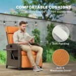 Outsunny Outdoor Recliner Chair – Adjustable Backrest & Footrest with Cushion & Side Tray - Image 34