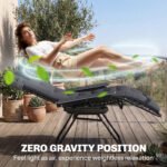 Outsunny Zero Gravity Reclining Garden Chair – Folding Sun Lounger with Cushion, Headrest & Cup Holder, Dark Grey - Image 4