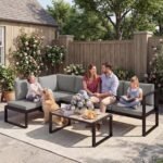 Outsunny 5 Piece Aluminium Garden Corner Sofa Set – 6 Seater Patio Furniture with Cushions & Glass Table - Image 7
