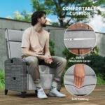 Outsunny Outdoor Recliner Chair – Adjustable Backrest & Footrest with Cushion & Side Tray - Image 25
