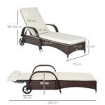 Outsunny Rattan Sun Lounger Recliner – Adjustable Garden Chair with Headrest & Fire Retardant Cushion - Image 3