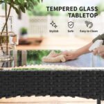 Outsunny 4 Seater Rattan Garden Furniture Set – Loveseat, 2 Armchairs, Glass Coffee Table, Cushions, - Image 16