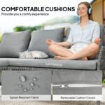 Outsunny Rattan Corner Sofa Set – 3 Piece Garden Lounge Set with Chaise, Table & Cushions - Image 6