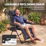 Outsunny Zero Gravity Reclining Garden Chair – Folding Sun Lounger with Cushion, Headrest & Cup Holder, Dark Grey - Image 5