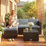 Outsunny 3 Piece Rattan Garden Corner Sofa Set with Cushions – Outdoor Patio Furniture, - Image 8