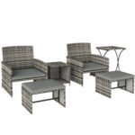 Outsunny 6-Piece Rattan Garden Furniture Set – Space-Saving Patio Chairs & Tables - Image 10