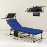 Outsunny Folding Sun Lounger with Canopy – Reclining Sunbed with Cushion, Side Pocket & Carry Handle - Image 3