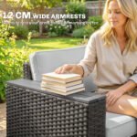 Outsunny 5 Seater Rattan Garden Furniture Set – Wide Armrests, Cushions & Pillows, Dark Grey - Image 7