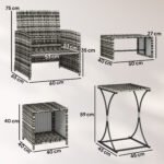 Outsunny 6-Piece Rattan Garden Furniture Set – Space-Saving Patio Chairs & Tables - Image 12