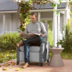 Outsunny Outdoor Recliner Chair – Adjustable Backrest & Footrest with Cushion & Side Tray - Image 20