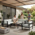 Outsunny 5 Piece Aluminium Garden Corner Sofa Set – 6 Seater Patio Furniture with Cushions & Glass Table - Image 25