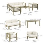 Outsunny 5 Piece Aluminium Garden Corner Sofa Set – 6 Seater Patio Furniture with Cushions & Glass Table - Image 3