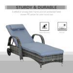 Outsunny Rattan Sun Lounger Recliner – Adjustable Garden Chair with Headrest & Fire Retardant Cushion - Image 14