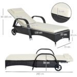 Outsunny Rattan Sun Lounger Recliner – Adjustable Garden Chair with Headrest & Fire Retardant Cushion - Image 21