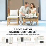 Outsunny Rattan Corner Sofa Set – 3 Piece Garden Lounge Set with Chaise, Table & Cushions - Image 13